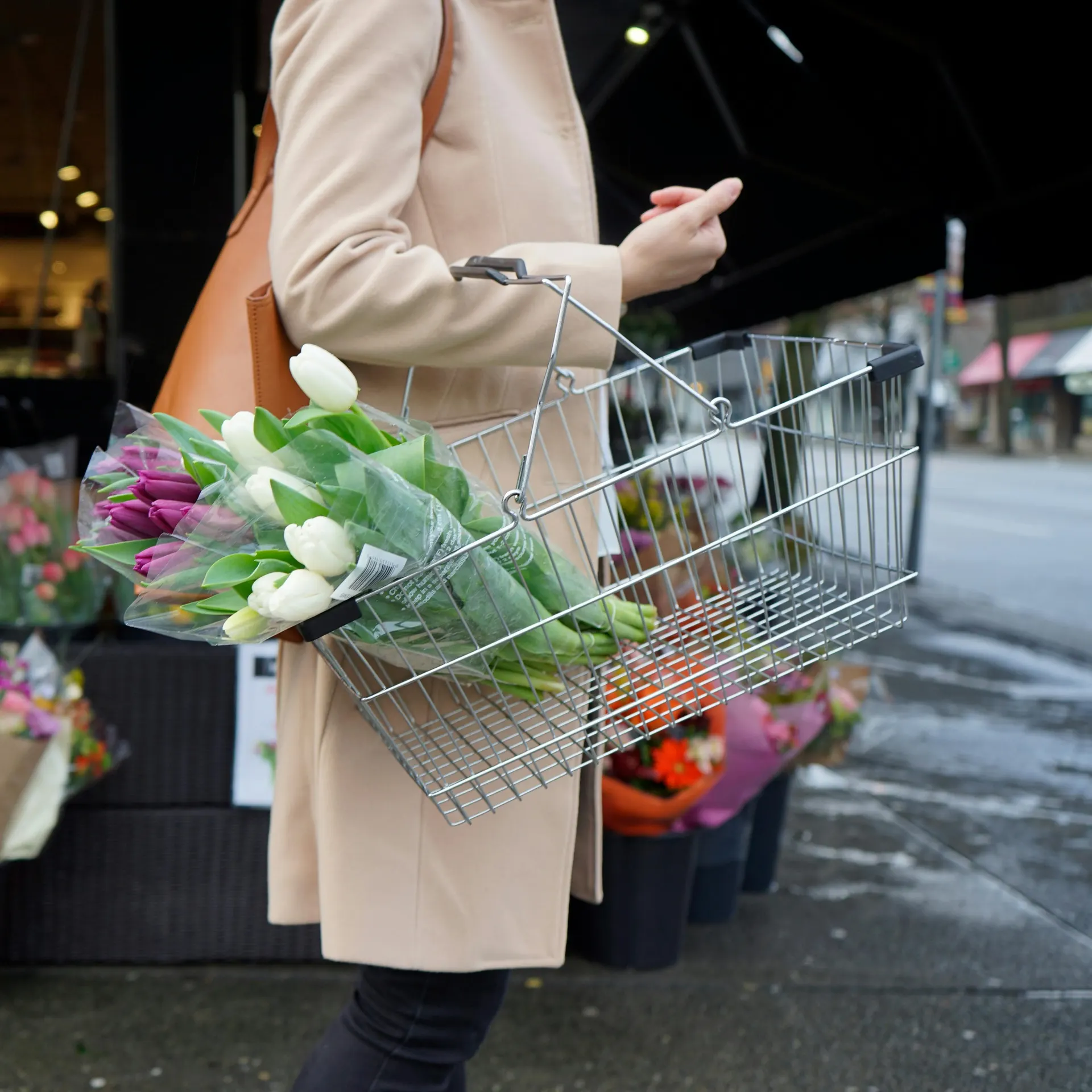 Market flowers and warm street colour during a Cork morning